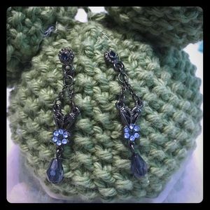 Blue floral dangle earrings